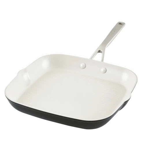 KitchenAid Hard Anodized Ceramic Nonstick Grill Pan/Griddle, Square, 11.25 Inch, Matte Black