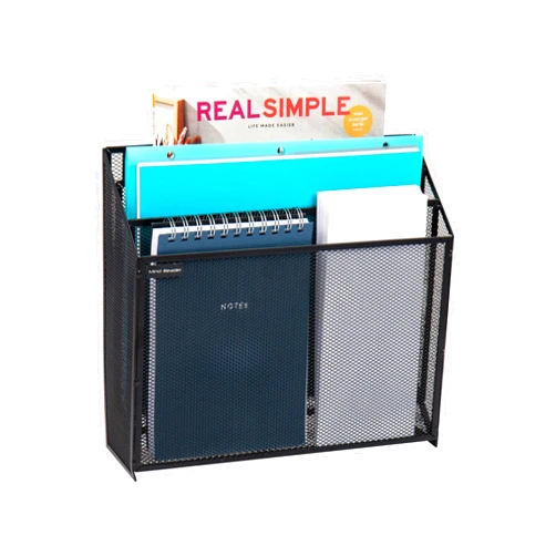 Mind Reader Vertical File Storage, Desktop Organizer, Wall Mount, Office, Metal Mesh, 12.5