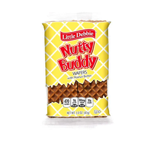 Skyvov Little Debbie Nutty Buddy Bar, Large 3 oz., Individually Wrapped 2-Packs, 36 Nutty Bars