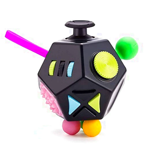 WCZCBOYA 12 Sides Cube Toys,Fidget Toys Relieves Stress and Anxiety for Kids,Teens and Adults with ADD,OCD,ADHD,Autism (Black / B2)