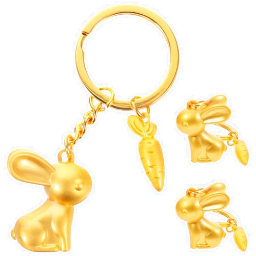 ARTIBETTER 3pcs Rabbit Keychains Metal Rabbit Key Ring Bunny Carrot Keyring Chinese Zodiac Animal Key Chain Backpack Purse Hanging Charms for 2023 Year of The Rabbit Decorations