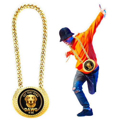 Goutoports Got That Dawg in Me Turnover Chain MVP Medal - 6 Inch Medal Necklace Award for Football MVP, Office Champion Motivational Prize Funny Gag Gifts for Men | Multiple Dog Breed Styles