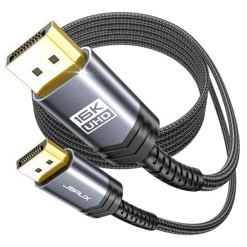 JSAUX Displayport Cable 10ft 2.1, DP 2.1 Cable Support 16K@60Hz, 8K@120Hz, 4K@240Hz 80Gbps, Backward Compatible with DP1.4/DP1.2, Display Port 2.1 Cable Compatible with Monitor, Laptop, Graphics