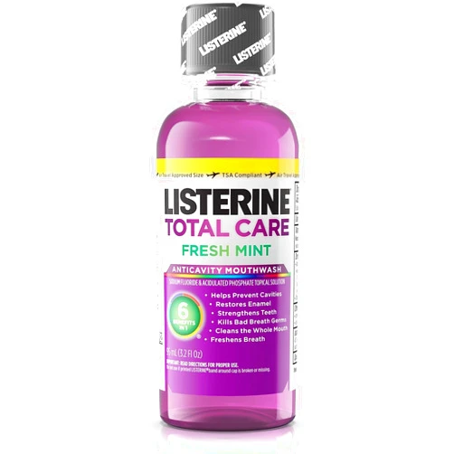 Listerine Total Care Anticavity Mouthwash, Fresh Mint, 3.2 Ounce (Pack of 24)