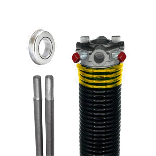 Alcan Garage Door Torsion Spring (250 x 2 x 30) | 1 inches Steel Bearing + Pair of Winding Bars | Left Hand Wound Replacement (Right Side) (Cone Color: Black)