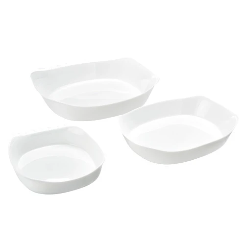 Rubbermaid DuraLite Glass Bakeware, 3 Pack, White