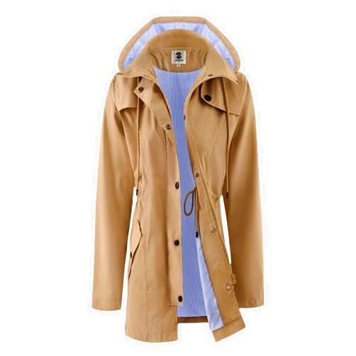 SaphiRose Women's Long Rain Jacket Waterproof Rain Coat with Hood Outdoor Light Raincoats Windbreaker