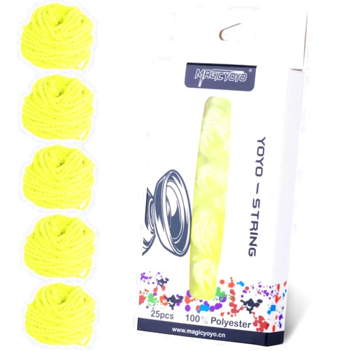 MAGICYOYO 100% Polyester Professional Yoyo Strings for Responsive and Non Responsive Yoyos - Pack of 25 Color Yellow