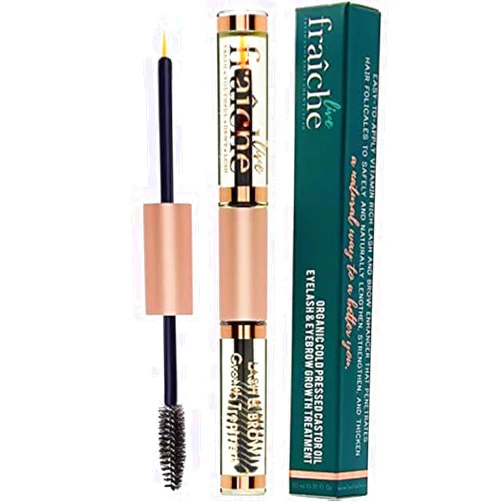 Live Fraiche USDA Organic Castor Oil Lash Serum - Premium All Natural Cold Pressed Castor Oil Eyelash Growth Serum with Mascara Tube - Eyelash Treatment and Conditioner - For Thicker and Fuller Lashes