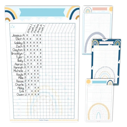 Hadley Designs 4 Boho Data Charts Classroom Incentive Chart for Classroom - Homework Chart for Classroom Reward Chart, Attendance Chart for Classroom Charts, Reward Chart for Kids Behavior