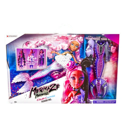 MERMAZE MERMAIDZ™ Morra™ Customizable Fashion Doll with Mix & Match Tails, Color Change Fin and Makeup, Surprise Hair Color