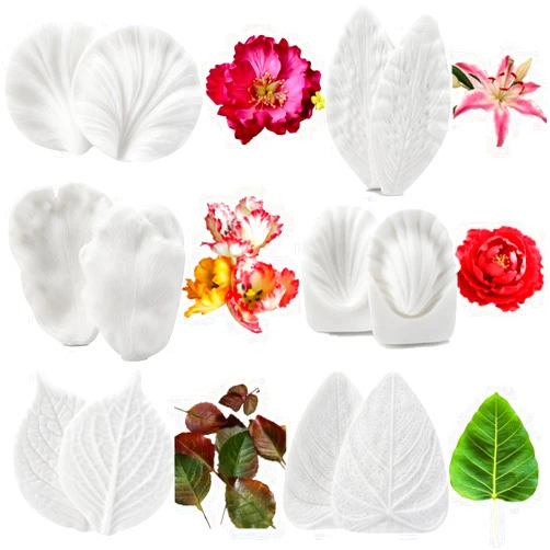 Colorkitchenware 6set Gumpaste Flower and Leaf Silicone Veining Mold Sugarcraft Fondant Flower Making Tools for Wedding Cake Decorating,Chocolate, Sugar,Soap,Gum paste