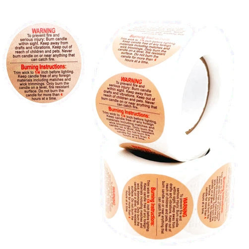 XYSMZM 1000 Pcs Candle Warning Labels,1.5 Inch Candle Safety Stickers for Candle Making DIY Candle Jars, Brown