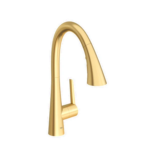 Grohe 30368GN2 Grohe Zedra Pull-Down Kitchen Faucet, Triple Spray, 1.75 GPM, Brushed Gold