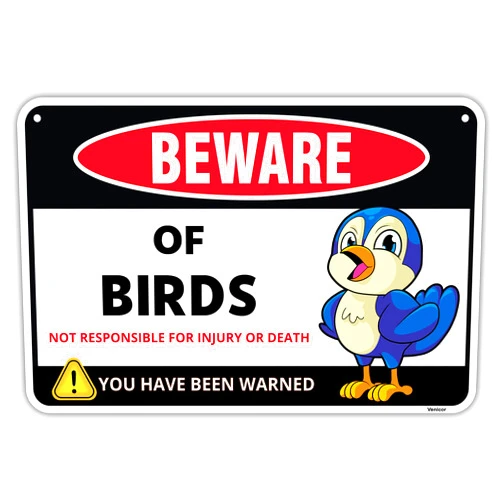 Venicor Bird Sign Decor - 8 x 12 Inches - Aluminum - Bird Gifts for Bird Lovers Women Owners - Bird Decorations for the Home Accessories Wall Art Stuff
