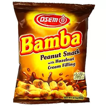 Osem Bamba Hazelnut Cream Peanut Butter Snacks All Natural Peanut Butter PB Corn Puffs, 2.1oz Bag (Pack of 18)