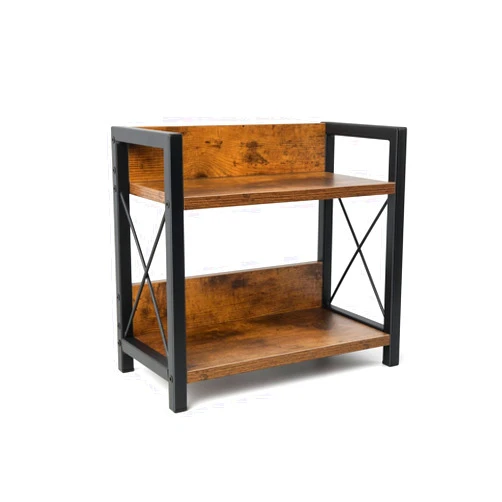 Venloup Countertop Shelf Organizer, 2 Tier Kitchen Spice Rack Organizer for Countertop, Wood Coffee Counter Shelf Organizer for Home (Rustic Brown