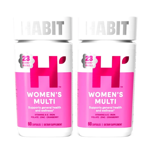 H' Habit Habit Womens Multi Supplement 2 Pack (120 Capsules) - New Look, Supports General Health & Wellness, 23 Essential Vitamins and Minerals, Fruit extracts, Folate, Iron, B12, Biotin, Non-GMO