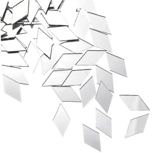 Geiserailie Diamond Shape Mosaic Tile Small Rhombus Mirror Mini Craft Square Triangle Glass Mirror Tile DIY for Art Wall Door Home Decorations(Diamond Shape,300 Pcs)