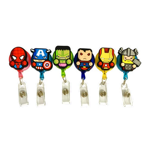 HUANGQH hqq charms 5PCS Retractable Badge Holder,Hero Badge Holder Reel Clip,Cartoon Retractable Badge Reel, Badge Reel Holder for Kids, Nurses, Name Badge Holders with Clip for Offices (13Mix)