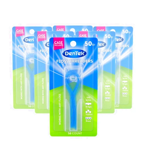 DenTek Floss Threaders | For Braces, Bridges, and Implants | 50 Count (Pack of 6)