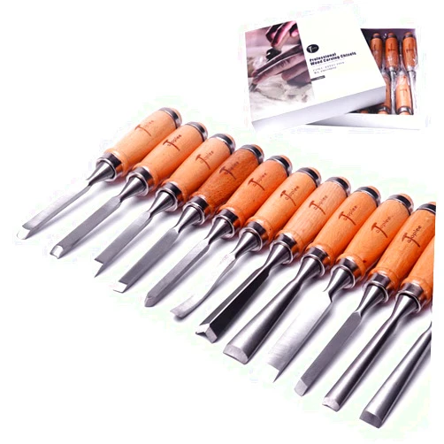 ATOPLEE 12pcs Wood Carving Chisel Set for Woodworking, Professional Wood Gouge Tools with Box and Roll Up Bags for Carpenter Craftsman Gift in Most Wood Carving Project