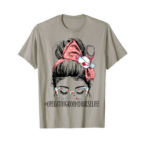 Emergency Department Messy Bun Surgery Outfits Operating room Nurse Life Funny Messy Bun Surgery Nurse T-Shirt