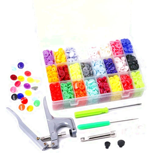 Swpeet 384Pcs T5 Snap Buttons Set of 24 Colors Plastic Snaps Hand Tool Kit for Clothes, Cloth Diapers with Organizer Storage Containers