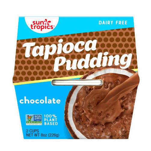 Sun Tropics Tapioca Pudding, Chocolate | Vegan Pudding, Dairy Free Pudding | Gluten Free, Low Sugar, Non-GMO | Ready-to-Eat Pudding Cups 4oz (Pack of 12 cups)
