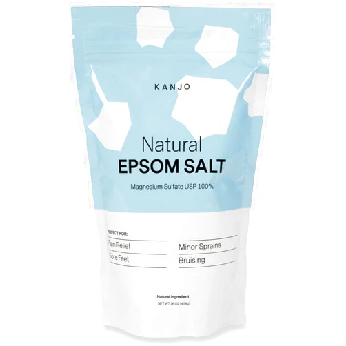 Kanjo FSA HSA Eligible Kanjo Natural Epsom Salt - 100% Pure Magnesium Sulfate USP Bath Salt - Soak for Muscle Pain, Foot Pain, & Joint Pain Relief - Unscented - 16oz Bag
