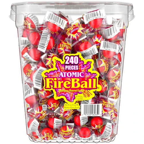 Wonka Atomic Fireball, Candy, Cinnamon Flavor, Individually Wrapped, 7.5 g (240 ct)
