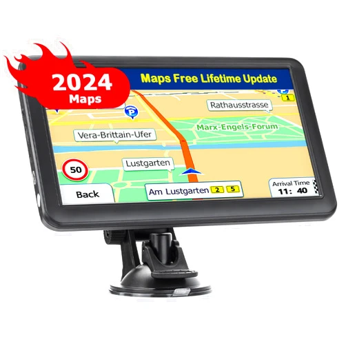 LOVPOI GPS Navigator for Car, 7 Inch Truck GPS Commercial Drivers 2024 Trucker GPS for Semi Truck, Map with Free Lifetime Updates, Spoken Turn by Turn Directions, Speed Limit Warnings