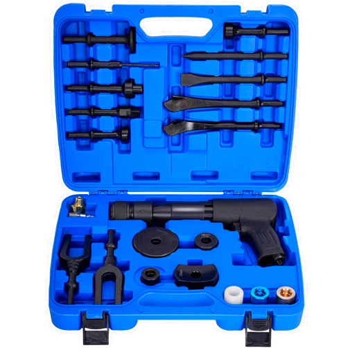 KUJIBGY Air Hammer with 19-Piece Tool Plus Set Multifunctional Pneumatic Hammer Kit with Quick Change Retainer, Carrying Case, Anti Vibration Piece Chisel Set, 2100 BPM