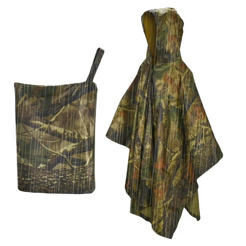 ACOWAY Camo Rain Poncho - Versatile Polyester Ponchos for Men and Women - One Size Fits All Raincoat with Hood - Use as Hunting Blind, Emergency Shelter, Picnic Blanket and More