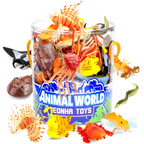 Yeonha Toys Sea Animals Toys With Gift Box, 48 Piece Mini Vinyl Plastic Ocean Animal Figure, Sea Creatures Themed Sensory Bins, School Project, Birthday Cupcake Topper Party Supplies, Preschool Toys for kids