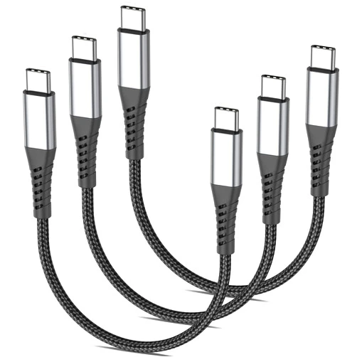 Acevien 6 inch Short USB C to C Cable, 3-Pack 0.5ft 60W USB C to USB C Charger Cable PD Fast Charging Type C to Type C Cord Braided for iPhone 15 Pro Max, Samsung Galaxy S23 Note 20 Ultra, Google Pixel