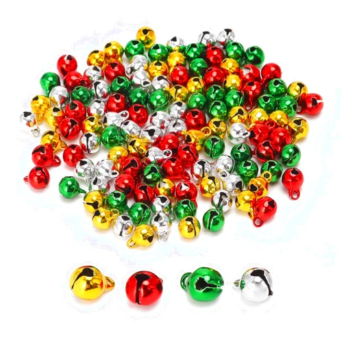 LIGHOON 1/4 Inch Jingle Bells Christmas Bells Small Bell Mini, Tiny Crafts Bells, DIY for Home Making Ornaments Wreath Pet Decorations Bracelet Anklets Necklace Knitting Jewelry Making 120 Pcs, 4 Colors