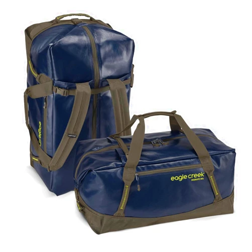 Eagle Creek Migrate 90L Travel Backpack Duffle Bag with Tuck-Away Backpack Straps, Full-Access Wide Mouth Opening & Seamless Bottom Bathtub Construction, Rush Blue