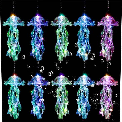 AWATIN Jellyfish Decor, 10 Pcs Jellyfish Lanterns - Hanging Jelly Fish Decoration for Mermaid Theme Party & Under The Sea Party Decorations, Birthday Gift Supplies for Women Girls Baby (5 Colors)