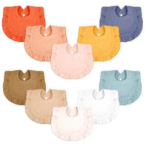 Seematn 10 Pcs Baby Muslin Bibs Drool Bandana Soft Adjustable Baby Cotton Bibs for Newborn Baby Girl Boy Toddlers Infants Teething