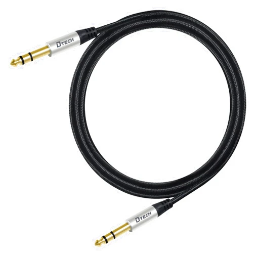 DTECH 5ft Electric Guitar Cable TRS 1/4 Instrument Cord Aux Balanced Stereo Jack Quarter Inch 6.35mm for DJ Speakers Amplifier Bass AMP Studio Audio Monitor Mixer