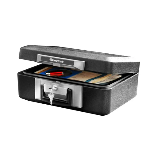 SentrySafe Fireproof Safe Box with Key Lock, Chest Safe with Carrying Handle to Secure Money, Jewelry, Documents, 0.25 Cubic Feet, 6.3 x 15.3 x 12.1 Inches, 1160