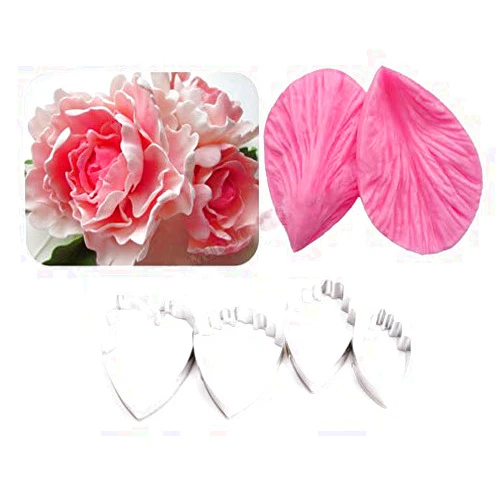 Carunke Fondant Flowers Petal Mould Peony Veiners & Cutters Gumpaste Surgcraft Silicone Mold