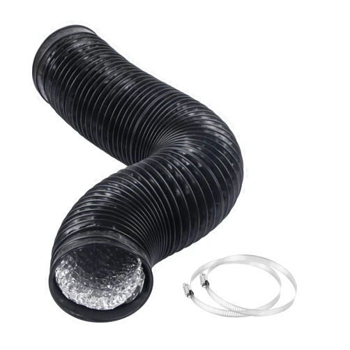 CABAX 4 Inch 5 Feet Air Ducting, Flexible Black Aluminum Vent Hose for HVAC Ventilation with 2 Clamps