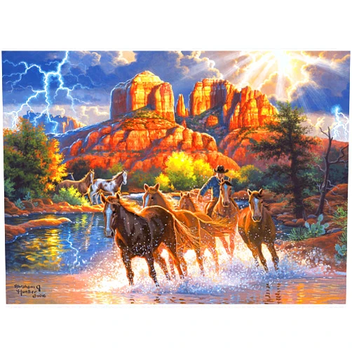 RoseArt - Abraham Hunter - Mountain Horses - 1000 Piece Jigsaw Puzzle for Adults