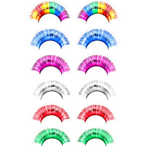 FRCOLOR Rainbow Eyelashes 6 Pairs Colorful Tinsel Glitter Lashes Halloween False Lashes Rainbow Accessories For Christmas Circus Dance Dress Cosplay Costumes Supplies