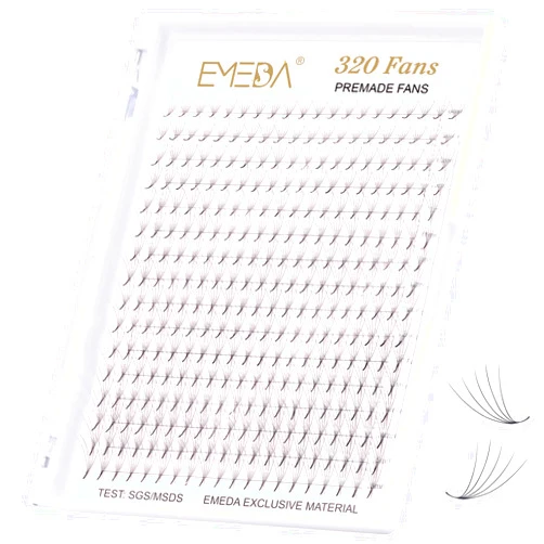 EMEDA 320 Fans Premade Lash Fans Pointy Thin Base XL Boxes Premade Fans Eyelash Extensions Stable D Curl Lash Extension Premade Fans Pre Fanned Volume Lash Extensions (5D-0.07-D-8-15mm)