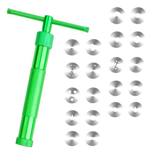 ZEYIYER 6.50 X 4.21in Clay Extruder Tool, Stainless Steel Clay Extruder, Fondant Tools Polymer Clay Extruder Tool, Stainless Steel Clay Extruders Sugar Paste Extruder Cake Fondant Decorating Tool Set
