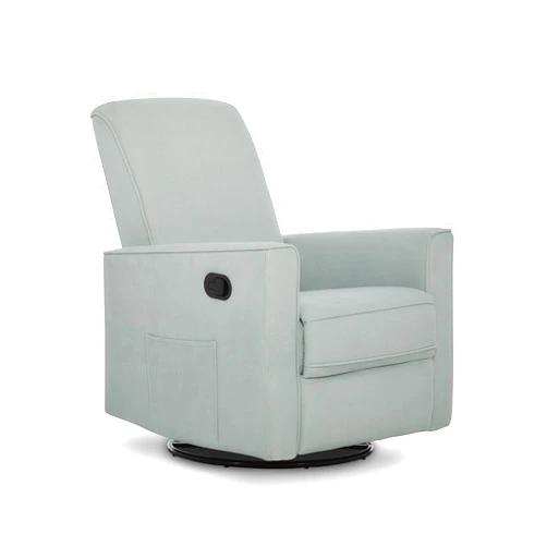 Evolur Raleigh Upholstered Plush Seating Glider Swivel, Rocker, Recliner, Glider for Nursery in Light Blue, Greenguard Gold Certified, Modern Nursery Recliner, Environmentally Conscious Glider
