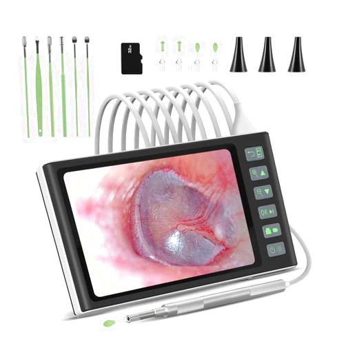 Hiacinto Digital Otoscope with 7 Inch IPS Screen, Hiacinto Ear Wax Removal Tool Camera, 3.9mm HD Ear Scope Otoscope with Light, Ear Camera and Wax Remover, Supports Photo Snap and Video Recording, 32GB Card